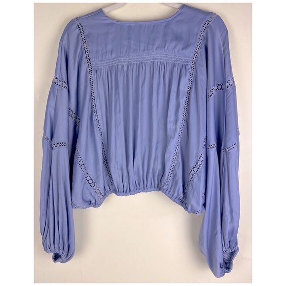 Free People | Billowy Boho Balloon Sleeve Weekend Love Top Periwinkle | M - Picture 6 of 14